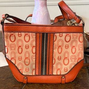 Etienne Aigner Orange and Brown Crossbody Bag